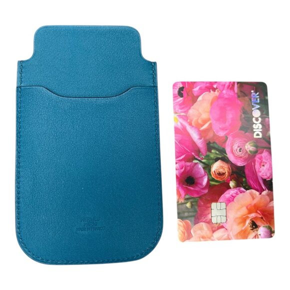 Hermes Swift Chevre Calfskin Bleu Colvert Credit Card Drivers License Wallet - Picture 2 of 6